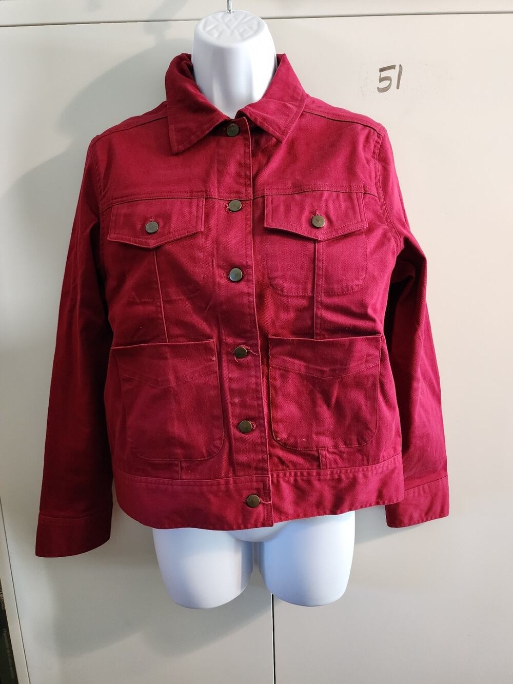 Vintage Real Comfort by Chadwick's Women 4 Red Cotton Stretch Denim Jacket